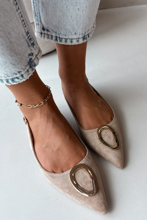 Sandalias de mujer con tacón ancho y adornos de color arena de Sparkle