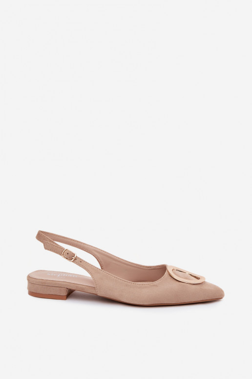 Sandalias de mujer con tacón ancho y adornos de color arena de Sparkle