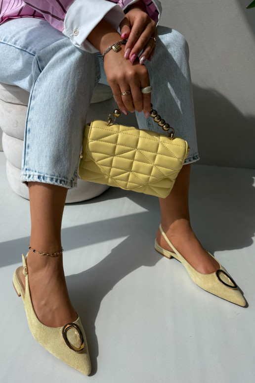 Sandalias de mujer con tacón ancho y adornos de color amarillo de Sparkle
