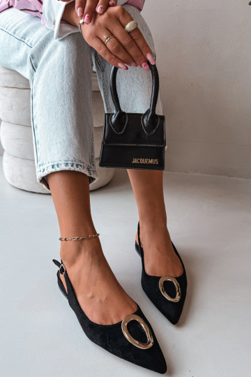 Sandalias de mujer con tacón ancho y adornos de color negro de Sparkle