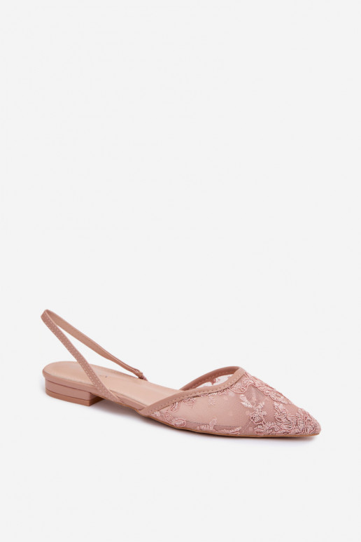 Sandalias de malla rosas con cordones y tacón ancho Selissey