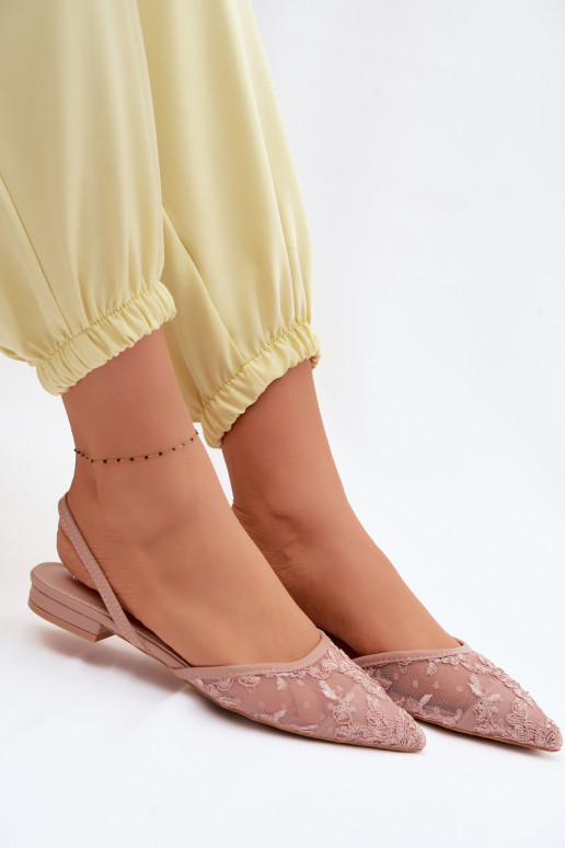Sandalias de malla rosas con cordones y tacón ancho Selissey