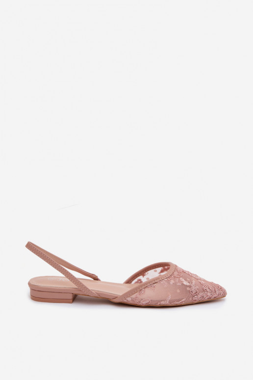 Sandalias de malla rosas con cordones y tacón ancho Selissey