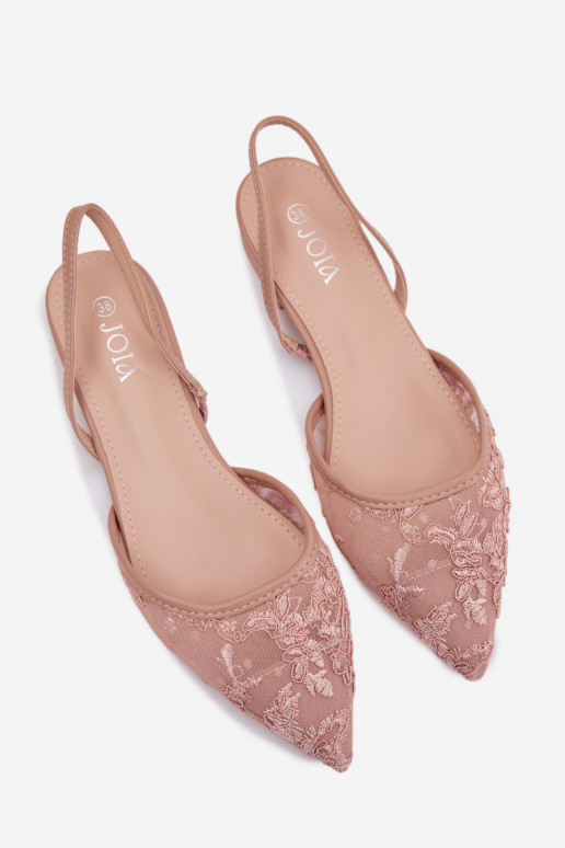 Sandalias de malla rosas con cordones y tacón ancho Selissey