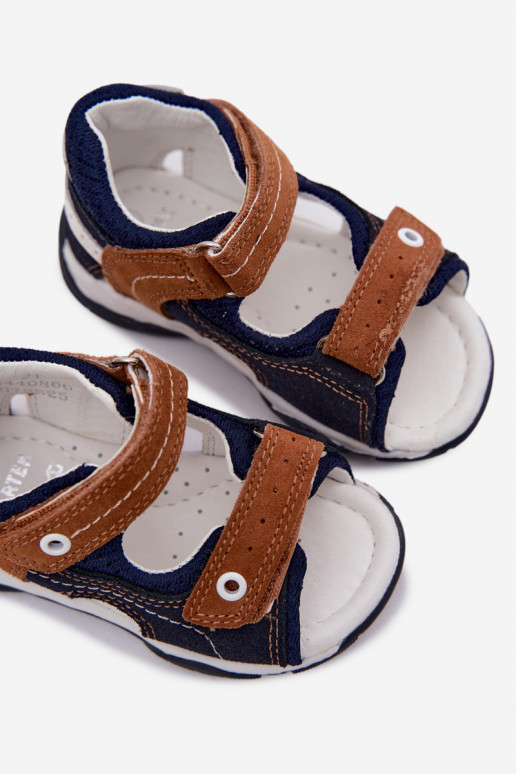 Sandalias de ante Bartek 84408-66 para niños en azul-marrón