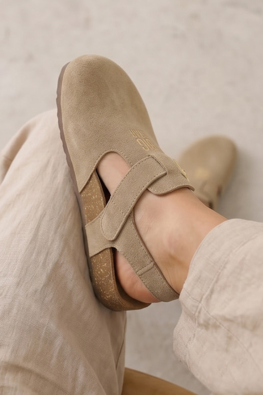 Sandalias de mujer de ante natural Big Star TT274542 beige