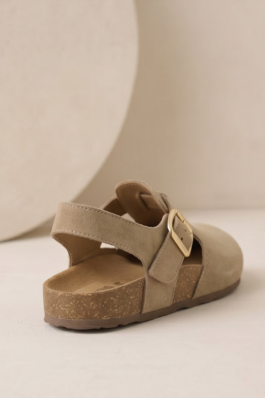 Sandalias de mujer de ante natural Big Star TT274542 beige
