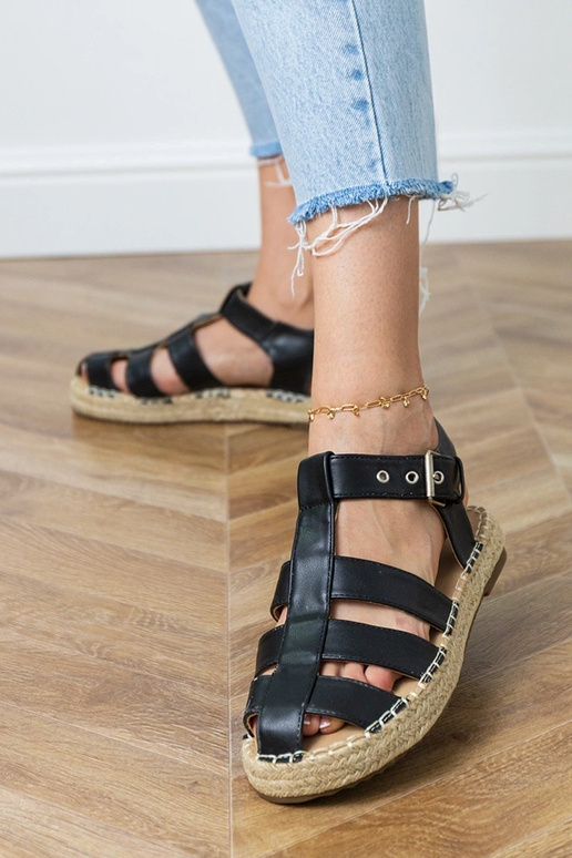Sandalias espadrilles cerradas negras Kleona