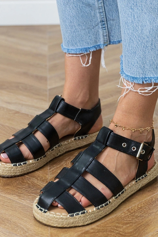 Sandalias espadrilles cerradas negras Kleona