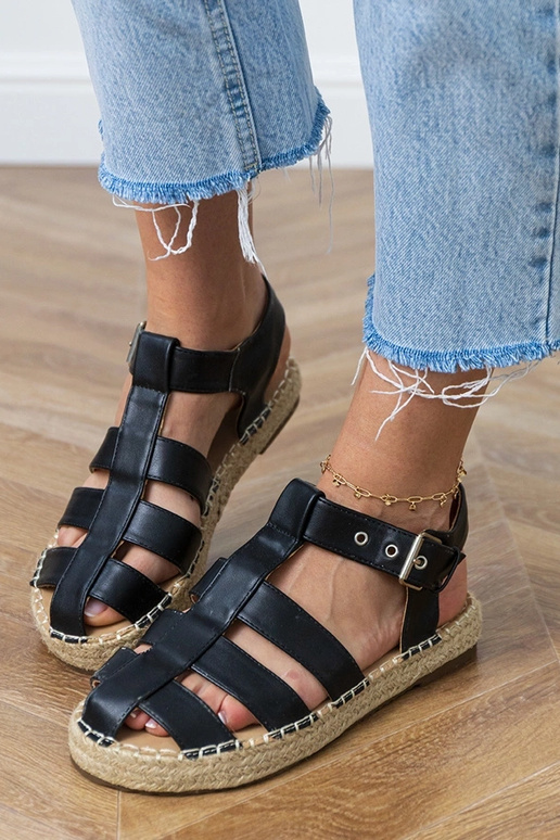 Sandalias espadrilles cerradas negras Kleona