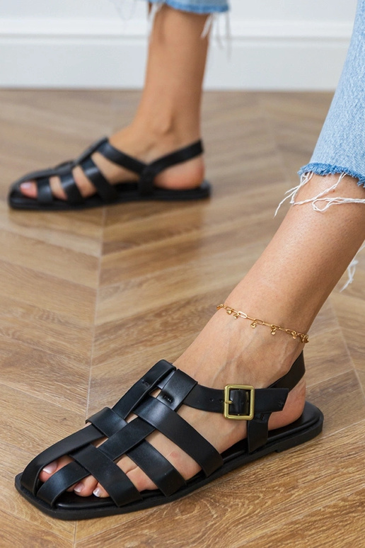 Sandalias gladiadoras cerradas negras Neferta