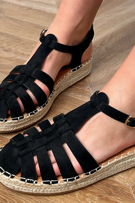 Sandalias gladiador de esparto negras de ante sintético Talejda