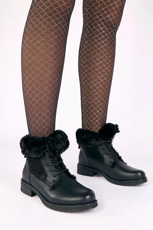 Botines negros con cordones y pelo Joyca