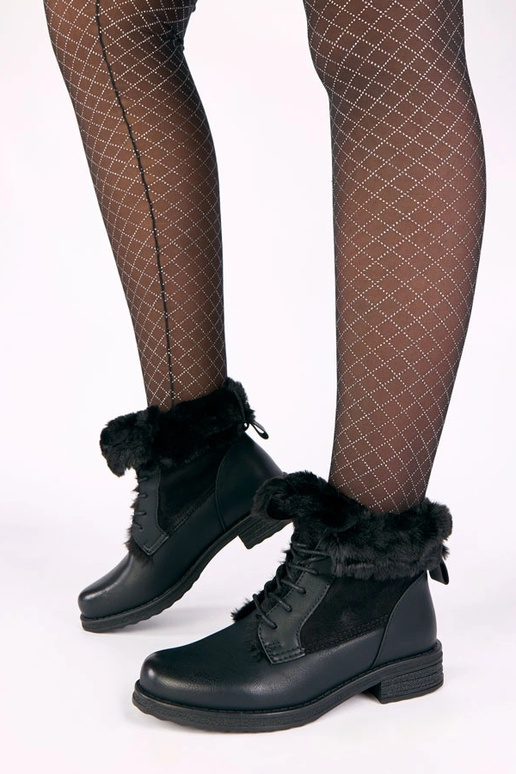 Botines negros con cordones y pelo Joyca
