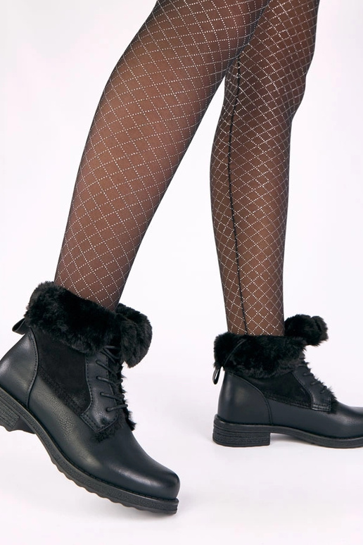 Botines negros con cordones y pelo Joyca