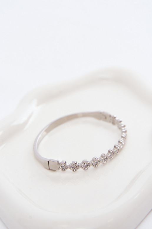 Pulsera plateada para mujer con piedras brillantes