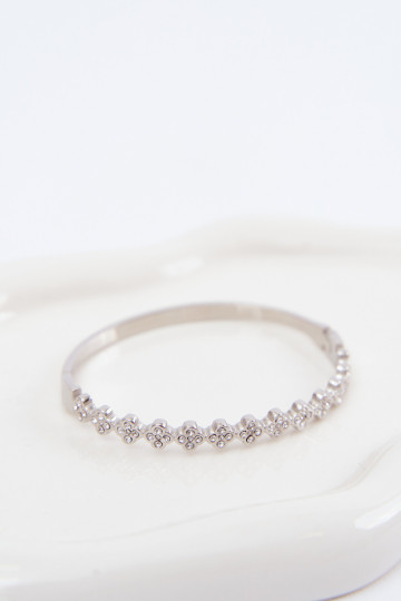 Pulsera plateada para mujer con piedras brillantes 2