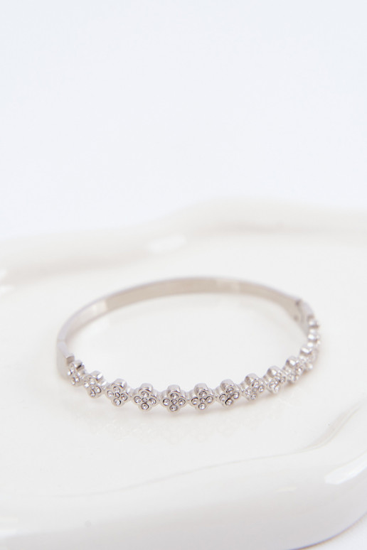 Pulsera plateada para mujer con piedras brillantes
