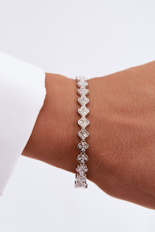 Pulsera plateada para mujer con piedras brillantes