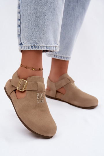 Sandalias de mujer de ante natural Big Star TT274542 beige