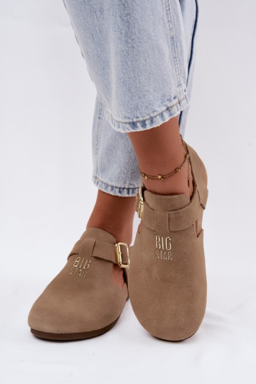 Sandalias de mujer de ante natural Big Star TT274542 beige 2
