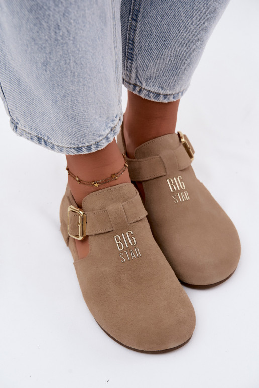 Sandalias de mujer de ante natural Big Star TT274542 beige