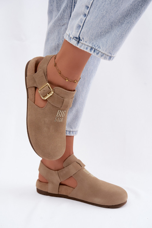Sandalias de mujer de ante natural Big Star TT274542 beige