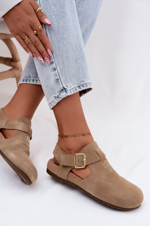 Sandalias de mujer de ante natural Big Star TT274542 beige