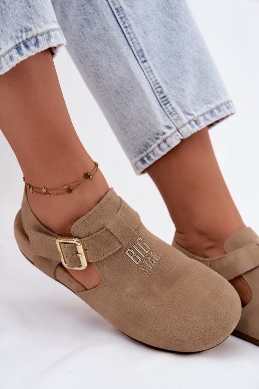 Sandalias de mujer de ante natural Big Star TT274542 beige