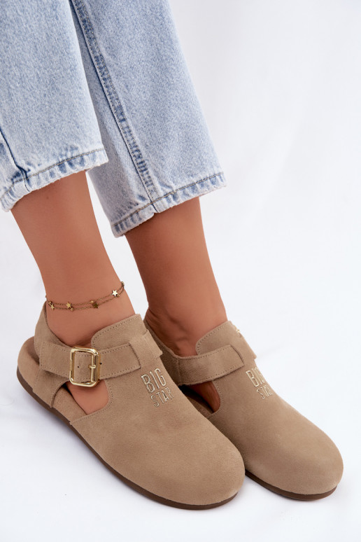 Sandalias de mujer de ante natural Big Star TT274542 beige