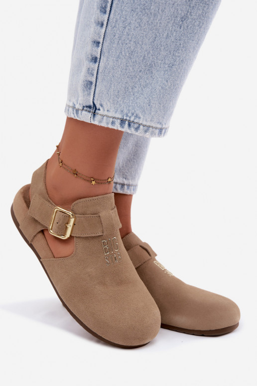 Sandalias de mujer de ante natural Big Star TT274542 beige
