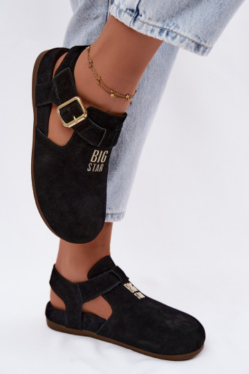 Sandalias de mujer de ante natural Big Star TT274544 negras