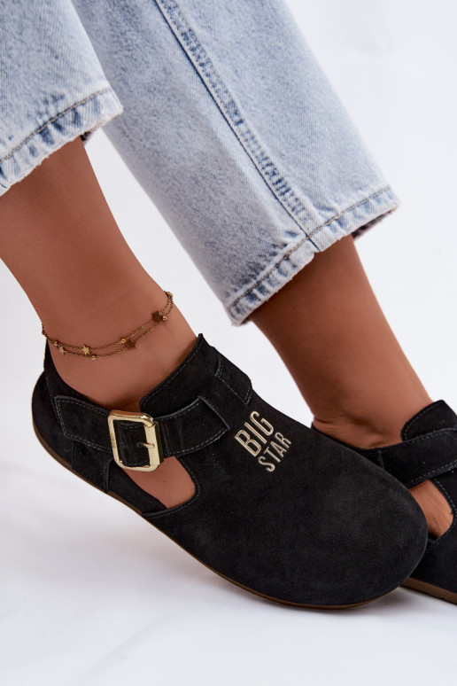 Sandalias de mujer de ante natural Big Star TT274544 negras