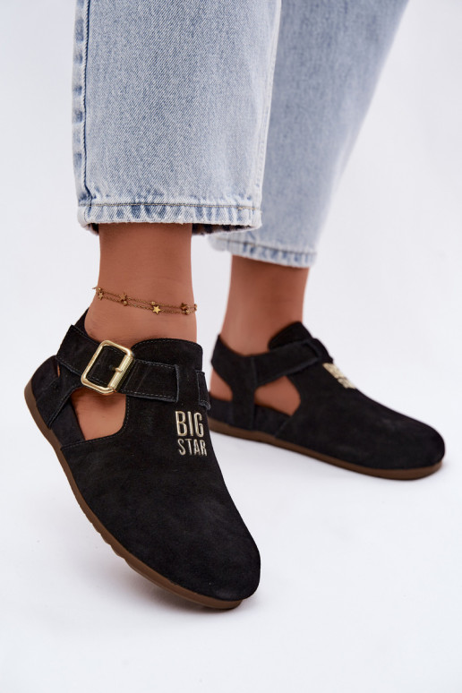 Sandalias de mujer de ante natural Big Star TT274544 negras