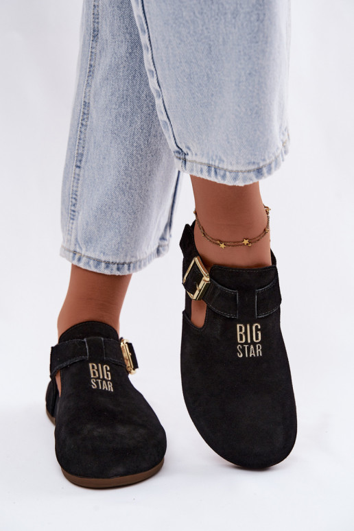 Sandalias de mujer de ante natural Big Star TT274544 negras