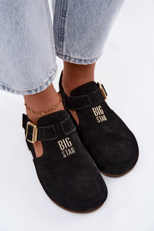 Sandalias de mujer de ante natural Big Star TT274544 negras