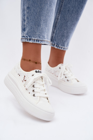Zapatos casual blancos con plataforma y elementos recortados Lee Cooper LCIN-26-44-4485