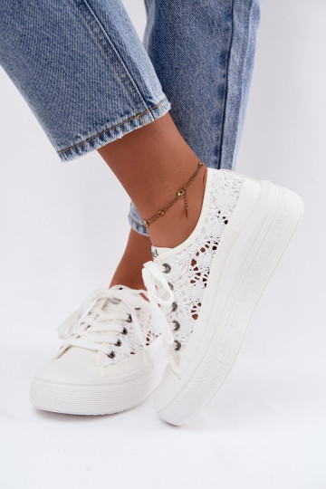Zapatos casual blancos con plataforma y elementos recortados Lee Cooper LCIN-26-44-4485 2
