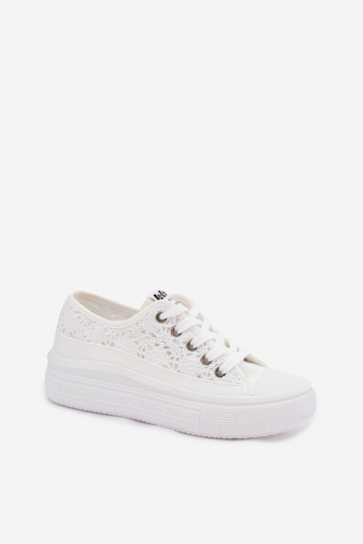 Zapatos casual blancos con plataforma y elementos recortados Lee Cooper LCIN-26-44-4485