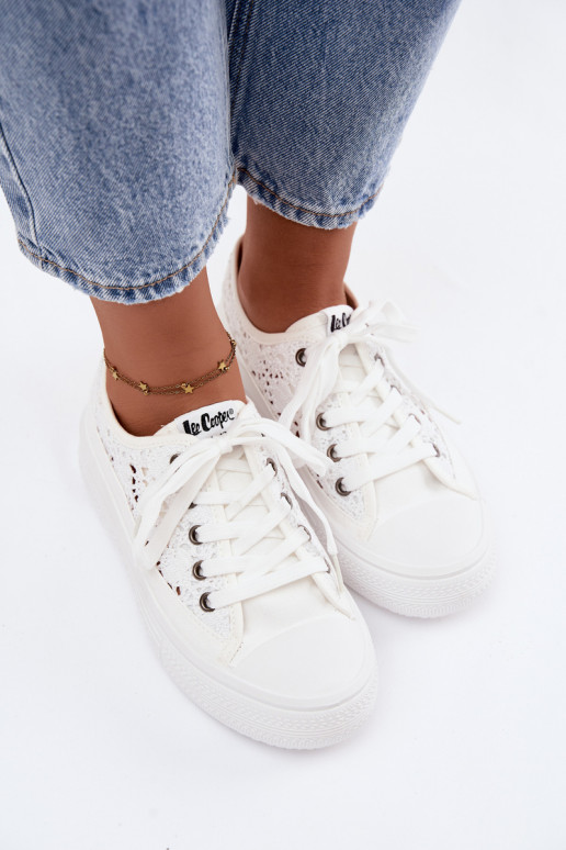 Zapatos casual blancos con plataforma y elementos recortados Lee Cooper LCIN-26-44-4485