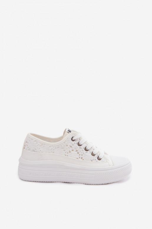 Zapatos casual blancos con plataforma y elementos recortados Lee Cooper LCIN-26-44-4485