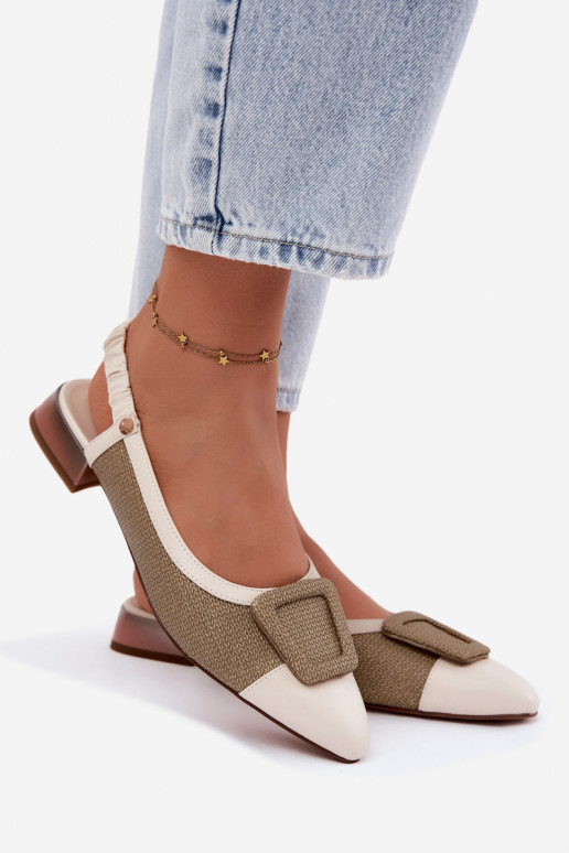 Sandalias de mujer Zapatos para decorar con hebillas Tiene queciejka K7466-12 beige