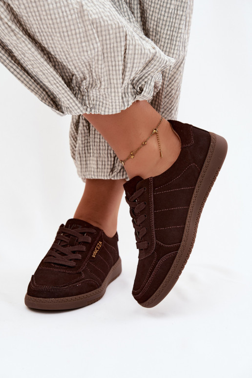 Piel de gamuza Zapatillas modelo zapatos. Femenino Vinceza 79635 CzekoladoAe