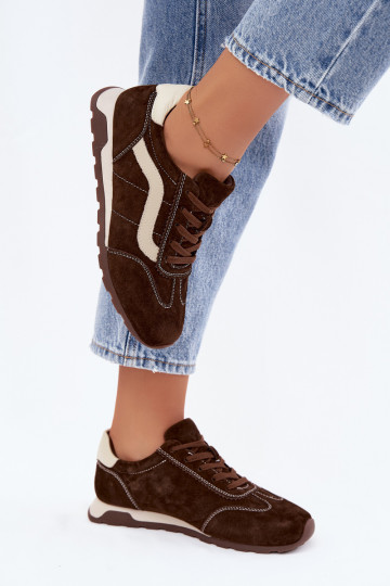 Zapatillas de hombre con plataforma de ante sintético color chocolate