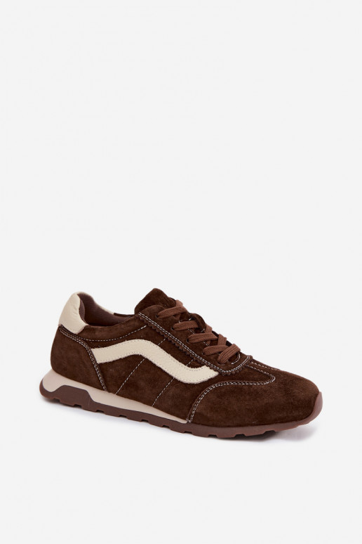 Zapatillas de hombre con plataforma de ante sintético color chocolate