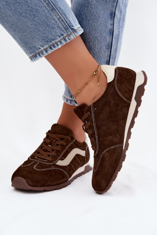 Zapatillas de hombre con plataforma de ante sintético color chocolate