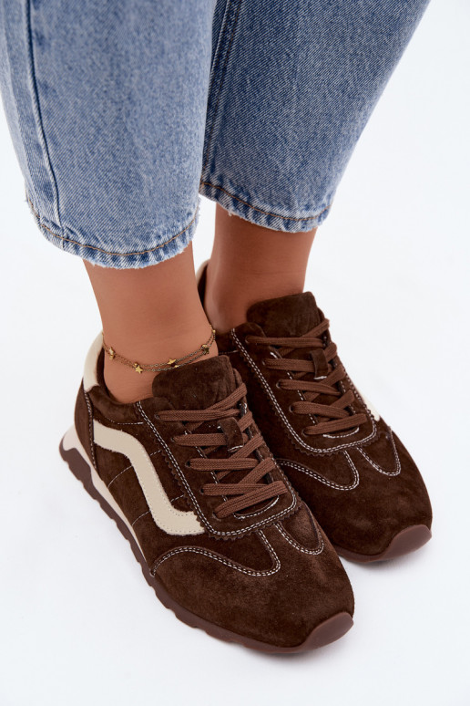 Zapatillas de hombre con plataforma de ante sintético color chocolate