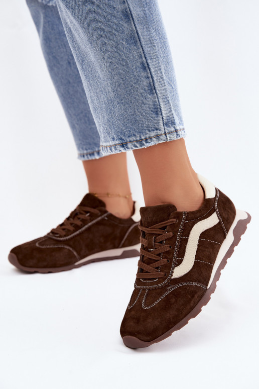 Zapatillas de hombre con plataforma de ante sintético color chocolate