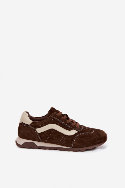 Zapatillas de hombre con plataforma de ante sintético color chocolate