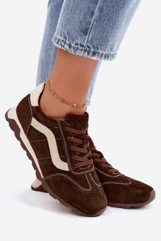Zapatillas de hombre con plataforma de ante sintético color chocolate